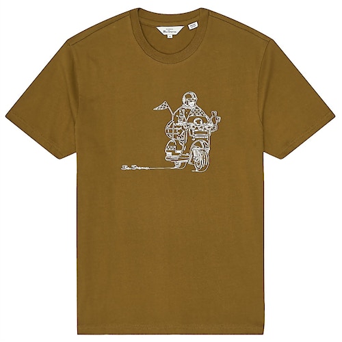 Ben Sherman Motorrad Print T-Shirt Braun